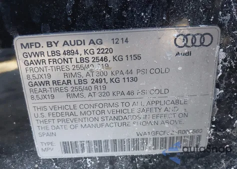 2015 Audi Q3 2.0T Premium Plus z USA, uszkodzony, nr VIN WA1GFCFS2FR008560